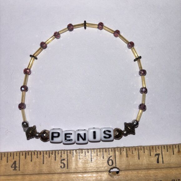 Multicolor “Pen*s” Bracelet Adult Humor Beaded Handmade Naughty Accessories - Picture 3 of 3